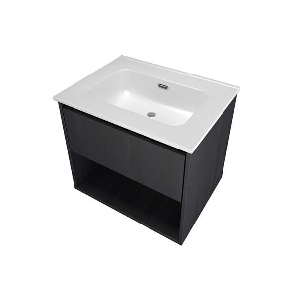 Sanibell Proline 60 møbelsæt m/1 skuffe og hylde - Uden hanehul - Sort eg Sanibell Proline 60 møbelsæt m/1 skuffe og hylde - Uden hanehul - Sort eg