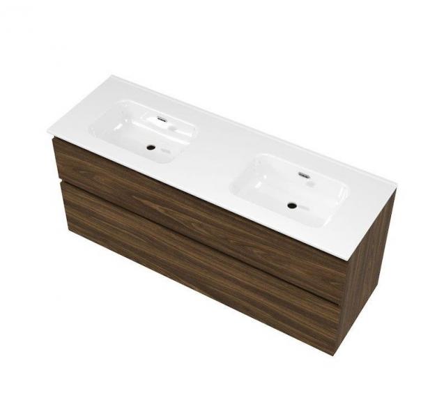 Sanibell Proline 140 møbelsæt m/2 skuffer og dobbeltvask - Uden hanehul - Cabana eg Sanibell Proline 140 møbelsæt m/2 skuffer og dobbeltvask - Uden hanehul - Cabana eg