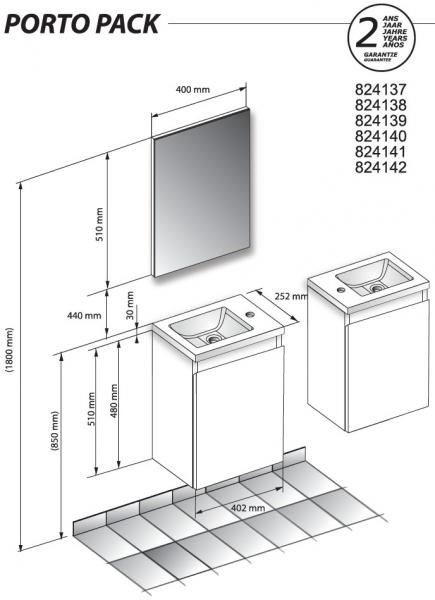 Allibert Porto Pack 40 komplet møbelpakke inkl spejl - Midnatsblå Allibert Porto Pack 40 komplet møbelpakke inkl spejl - Midnatsblå