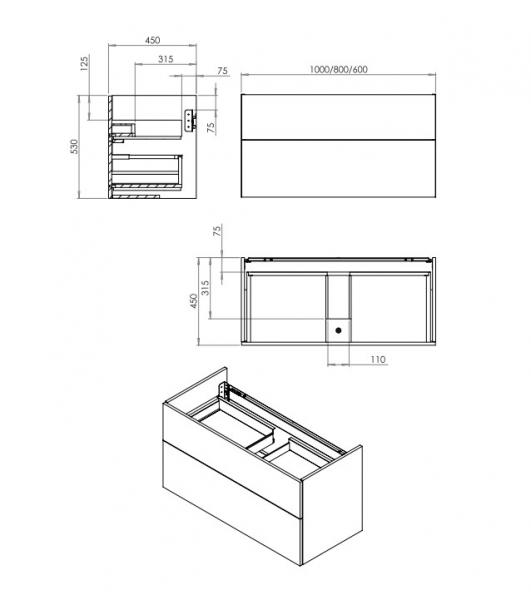 Cassøe Crown Frame 60 møbelsæt m/skuffer - Hvid
