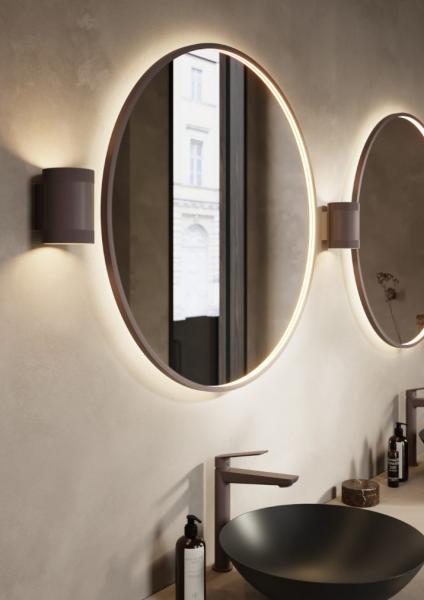 Cassøe Siena rundt spejl m/LED lys Ø80 - Mat bronze