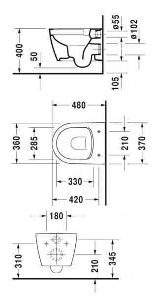 Duravit Soleil by Starck compact RIMless toiletpakke inkl. s&aelig;de m/softslose, cisterne og hvid betjening