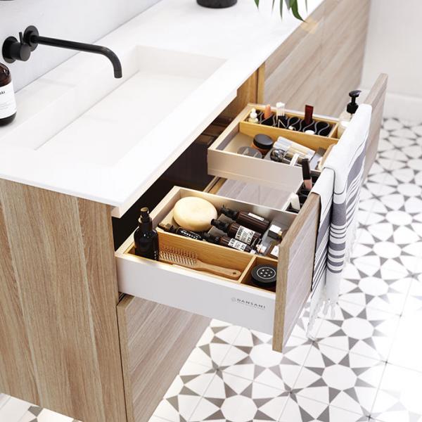 Dansani Luna Urban 220 møbelsæt m/Angular vask og skuffer - Høj - Varm eg Dansani Luna Urban 220 møbelsæt m/Angular vask og skuffer - Høj - Varm eg