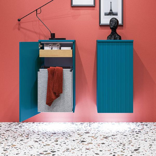 Dansani Luna Urban sideskab B m/låge og vasketøjspose - Venstrehængslet - Riflet/valgfri farve