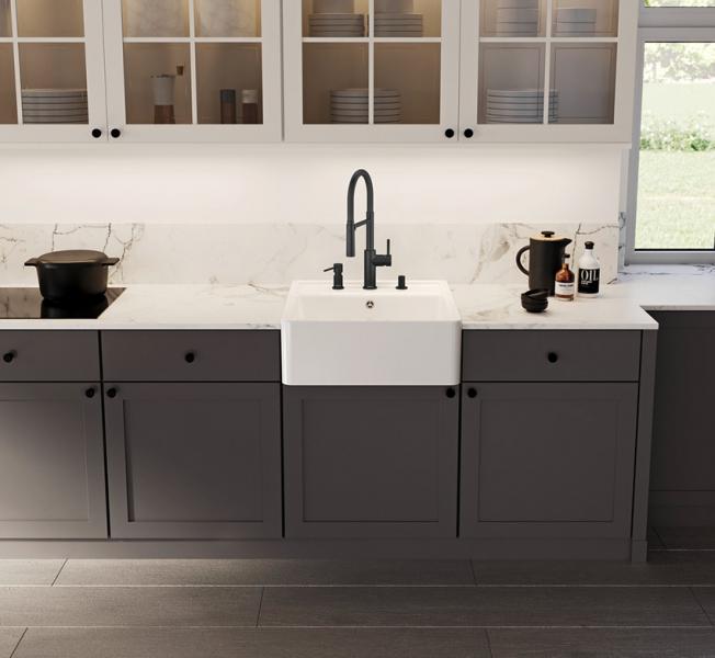 Blanco Panor 60 køkkenvask i porcelæn m/2 hanehuller - Krystalhvid Blanco Panor 60 køkkenvask i porcelæn m/2 hanehuller - Krystalhvid