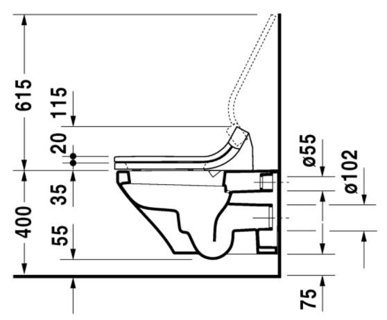 Duravit DuraStyle Rimless h&aelig;ngesk&aring;l til sensowash s&aelig;de