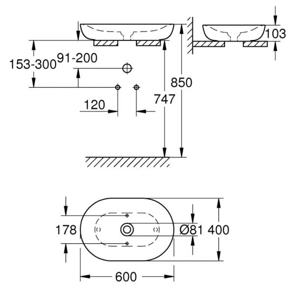 Grohe Essence 60 fritstående bowlevask - Uden overløb Grohe Essence 60 fritstående bowlevask - Uden overløb