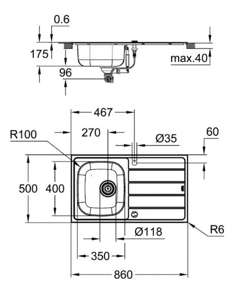 Grohe K200 køkkenvask m/afløbsbakke