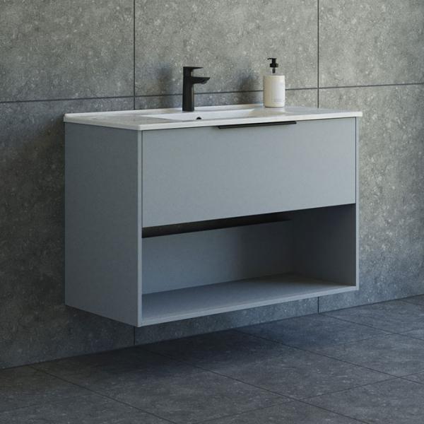 Dansani Mido+ Classic 101 møbelsæt m/Amber vask, 1 skuffe og åbent rum - Mat lyseblå Dansani Mido+ Classic 101 møbelsæt m/Amber vask, 1 skuffe og åbent rum - Mat lyseblå