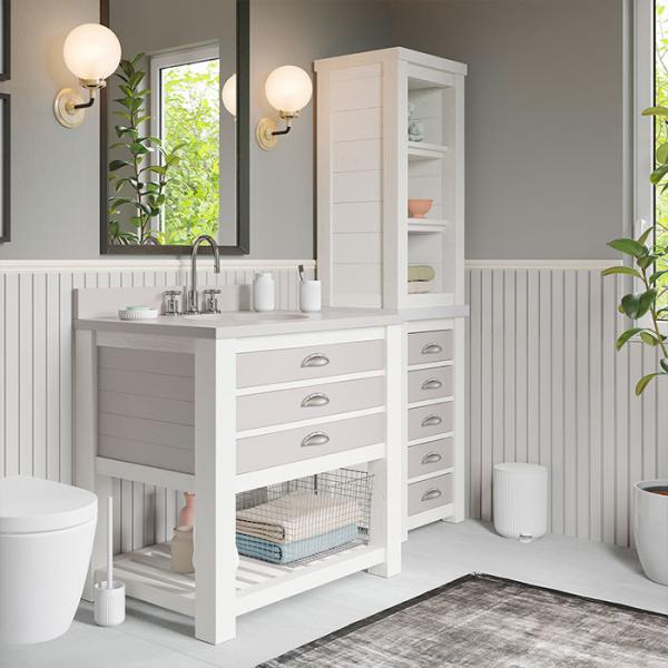 Beslagsboden Wave toiletb&oslash;rste t/gulv - Mat hvid