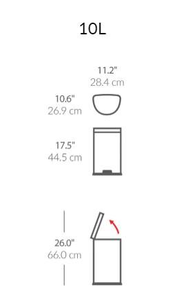 Simplehuman halvrund toiletspand 10L - Hvid/stål Simplehuman halvrund toiletspand 10L - Hvid/stål