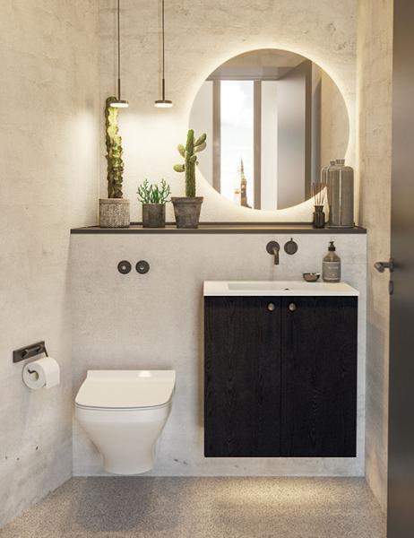 Dansani Luna Urban 60 møbelsæt m/Mini Minore vask og låger - Sort eg