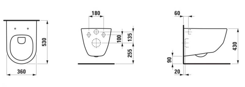 Laufen Pro Rimless toiletpakke inkl. s&aelig;de m/soft-close, cisterne og mat sort betjening