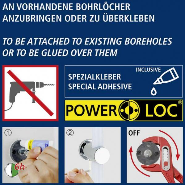 Wenko brusesæt med LED brusestang - Ø120 - Kan også limes Wenko brusesæt med LED brusestang - Ø120 - Kan også limes