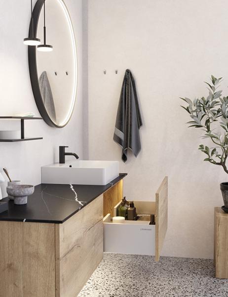 Dansani Luna Urban 160 møbelsæt m/Cube håndvask og skuffer - Natur eg Dansani Luna Urban 160 møbelsæt m/Cube håndvask og skuffer - Natur eg