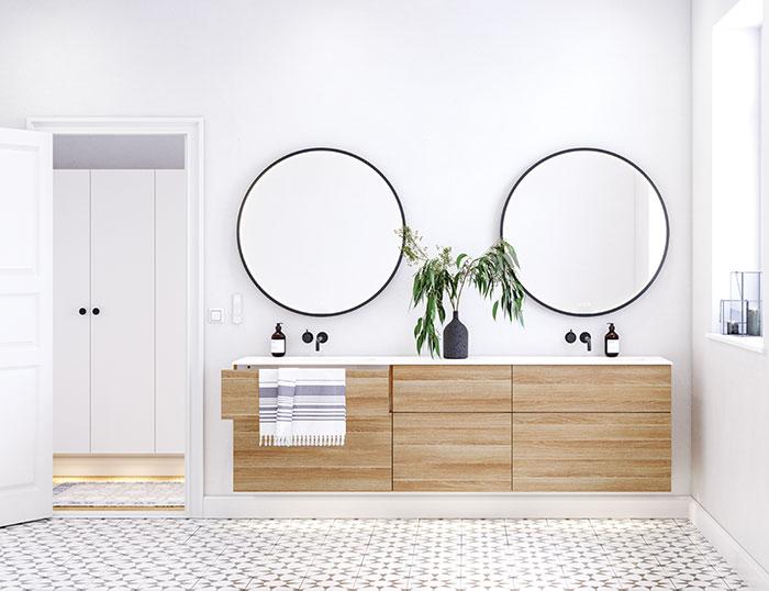 Dansani Luna Urban 220 møbelsæt m/Angular vask og skuffer - Høj - Varm eg Dansani Luna Urban 220 møbelsæt m/Angular vask og skuffer - Høj - Varm eg