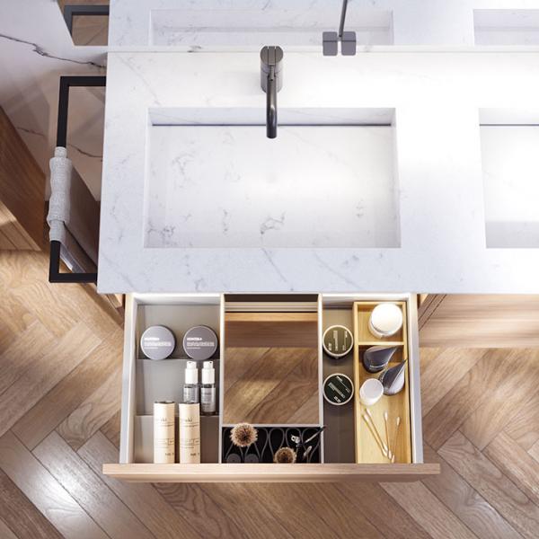 Dansani Luna Classic 120 møbelsæt m/Angular vask og skuffer - Lys eg, lameller Dansani Luna Classic 120 møbelsæt m/Angular vask og skuffer - Lys eg, lameller