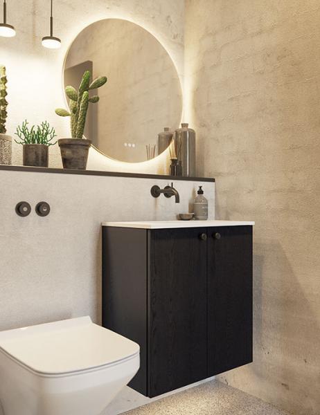 Dansani Luna Urban 60 møbelsæt m/Mini Minore vask og låger - Sort eg